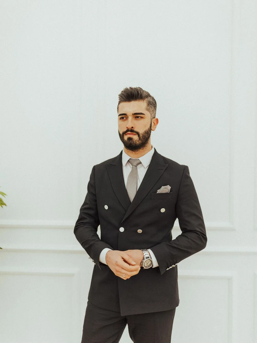 Groom in a black tuxedo