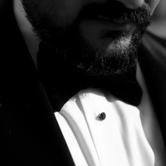 Man in a tuxedo, black and white